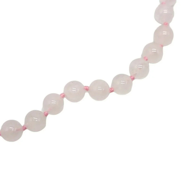 Pink Polished Rose Quartz Stone Hand Knotted Beade - Picture 3 of 4